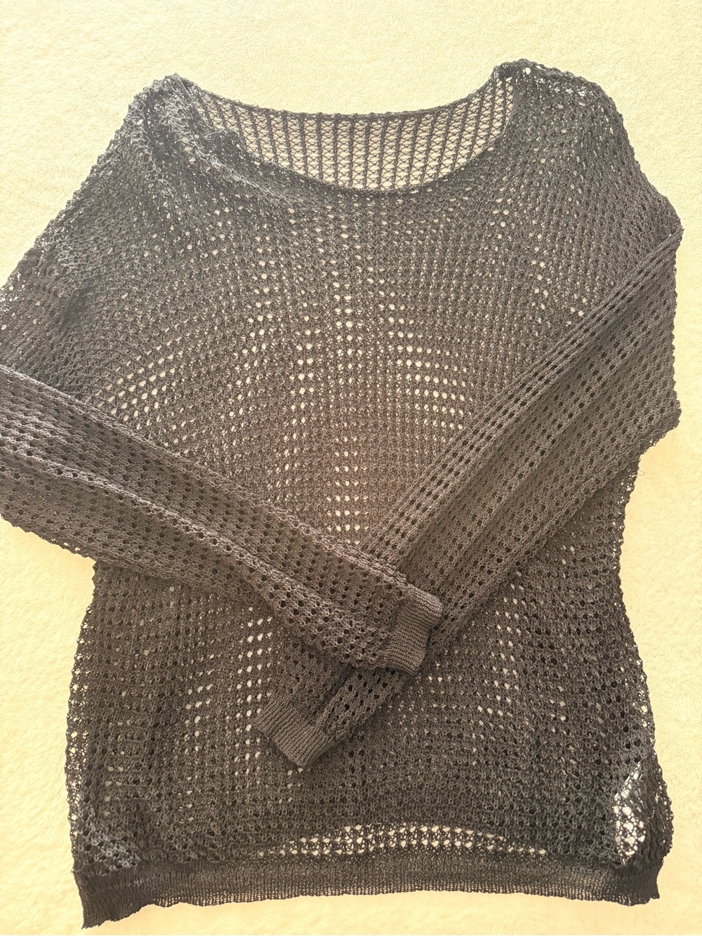 SHEIN Black Open-Knit Scoop Neck Sweater